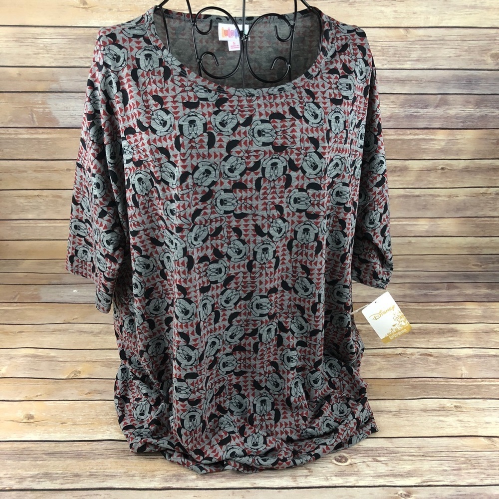 LuLaRoe Disney Grey, Red & Black Minnie Mouse